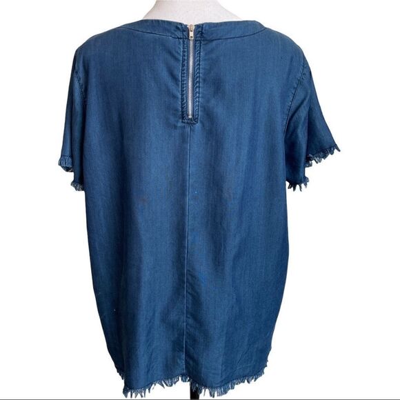 Mi Ami 100% Tencel Fringed Edge Top, Size L - Picture 3 of 13